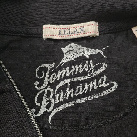 Tommy Bahama Polo Sweater Mens M Black LS 1/4 Zip Mock Neck Marlin Embroidery - Picture 3 of 15